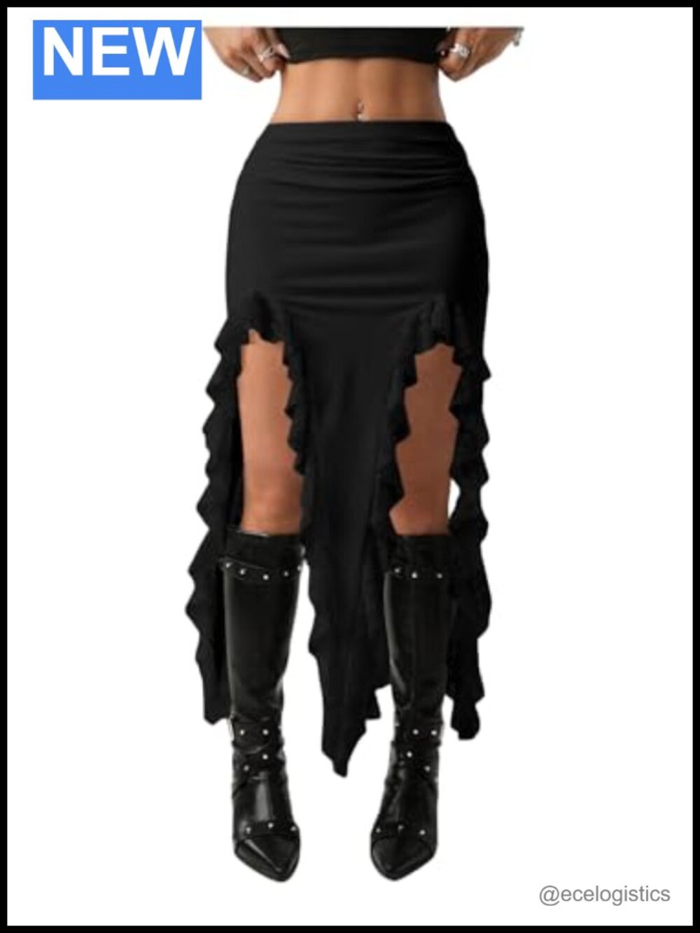 Asymmetrical Lace Trim Flowy Skirt High Stretch Festival Concert Outfit